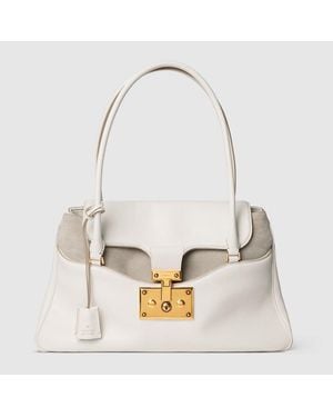 Gucci Large Tote Bag With Lock - White
