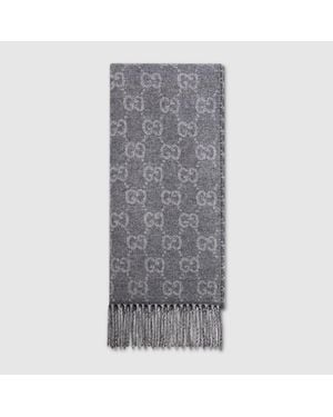 Gucci Reversible Wool Cashmere Scarf - Grey