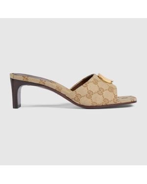 Gucci Slide Sandal With Double G, Uk - White
