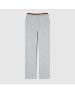 Gucci Pantalón Informal De Algodón Con Tribanda Web, Talla - Gris