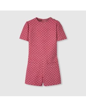 Gucci Jumpsuit Aus Gg Baumwollbouclé, Größe - Pink