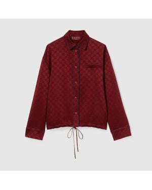 Gucci Gg Satin Shirt With Tie Waist - Red