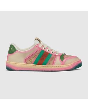 Gucci Screener Damensneaker Mit Siebdruck, Größe - Pink
