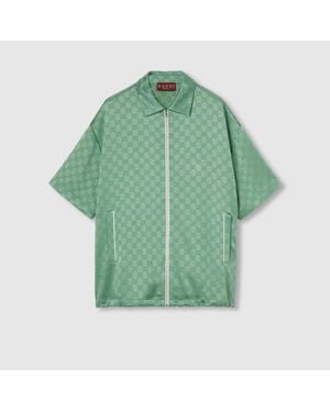 Gucci Camicia Con Zip Dal Taglio Morbido - Verde