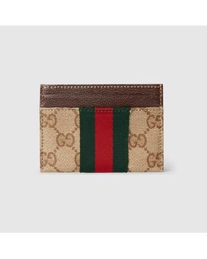 Gucci Card Case With Web - Natural