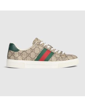 Gucci Ace GG Supreme Canvas & Leather Trainer - Brown