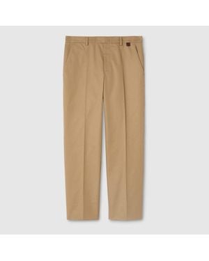 Gucci Pantalón De Sarga De Algodón Con Tribanda Web, Talla - Neutro