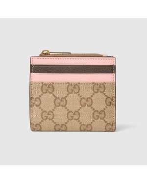 Gucci Small Wallet With Slots, Original Gg Fabric - Natural