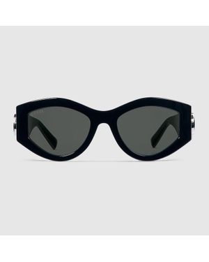 Gucci Lunettes De Soleil Ovales - Noir