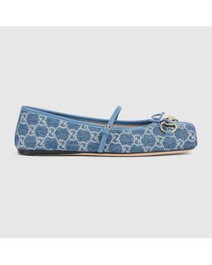 Gucci Bailarina Horsebit Para Mujer, Talla - Azul