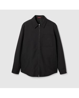 Gucci Wool Twill Zip Overshirt - Black