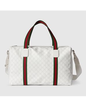 Gucci Medium Duffle Bag With Web - White