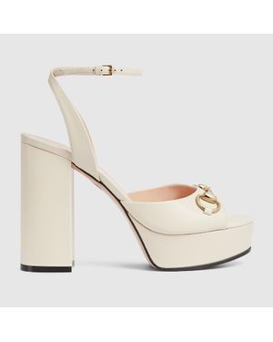 Gucci Horsebit Platform Sandal, Leather - White