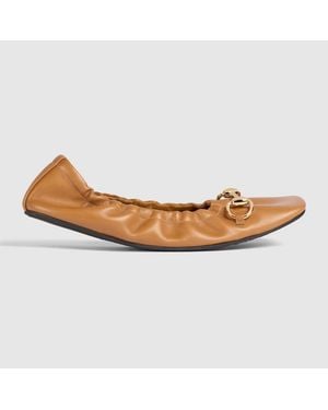 Gucci Damenballerina Mit Horsebit, Größe - Braun