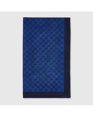 Gucci Gg Cotton Terrycloth Beach Blanket - Blue