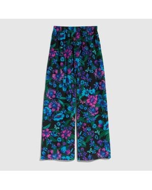 Gucci Printed Silk Leisure Trousers - Blue