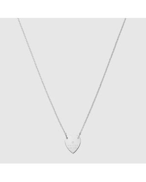 Gucci Sterling Silver Signature Heart Pendant Necklace - Metallic