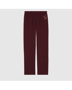 Gucci Cotton Jersey Leisure Trousers With Embroidery - Purple