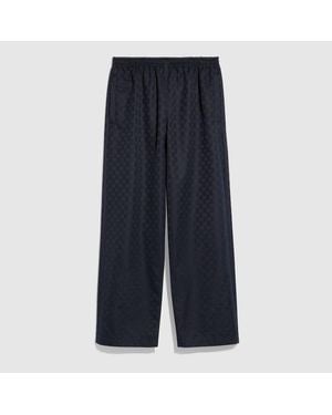 Gucci Gg Cotton Canvas Trousers - Blue