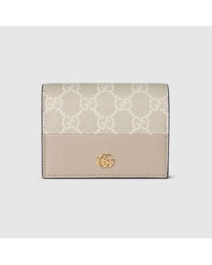 Gucci Bi-colour Gg Marmont Small Wallet, Leather - Natural