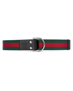 Gucci Cintura con dettaglio Web e anello a "D" - Verde