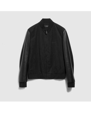 Gucci Fabric Bomber Jacket With Nappa Sleeves - Black
