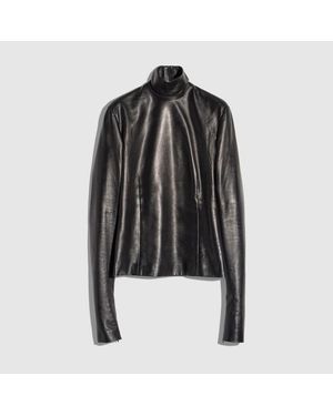 Gucci Soft Nappa Turtleneck Top, Size 40 It, Ready-To-Wear - Black