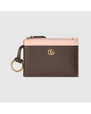 Gucci Zweifarbiges Gg Marmont Schlüsseltäschchen Mit Reißverschluss - Braun