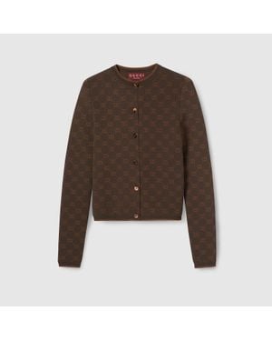 Gucci Stretch Gg Viscose Jacquard Cardigan, Ready-To-Wear - Brown