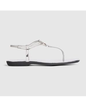 Gucci Thong Sandal With Interlocking G - White