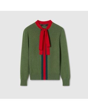 Gucci Pull En Maille De Cachemire Avec Ruban, Taille - Vert