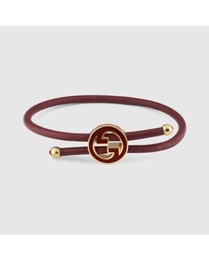 Gucci Bracelet With Enamel Round Interlocking G - Brown