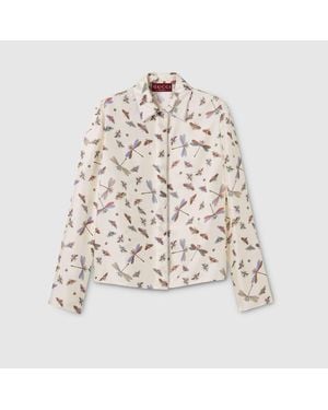 Gucci Printed Silk Twill Shirt - Natural