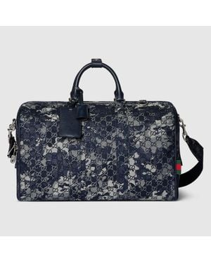 Gucci Bolsa De Viaje De Denim Con Gg - Azul