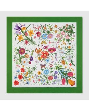 Gucci Vierecktuch Aus Seide Mit Print - Grün