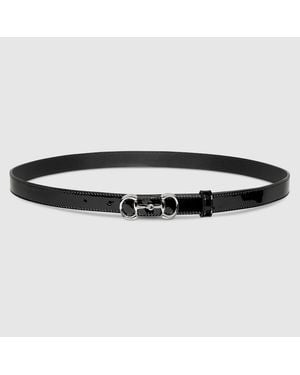Gucci Thin Belt With Horsebit Buckle, Size 100 - Black
