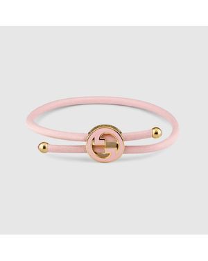 Gucci Pulsera Con Gg Entrelazada Redonda Esmaltada - Rosa