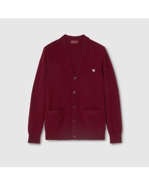 Gucci Cardigan Aus Wolle Und Kaschmir Mit Stickerei, Größe - Rot