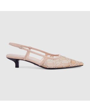Gucci GG Canvas & Leather Slingback Pump - Pink