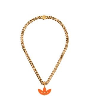Gucci Collana gourmette adidas x con pendente trifoglio - Marrone