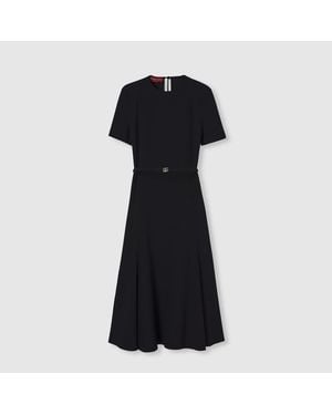 Gucci Satin Dress With Double G Belt - Black