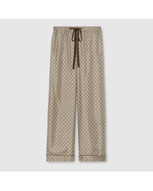 Gucci Gg Silk Trousers - Natural