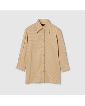 Gucci Diagonal Gg Silk Jacquard Shirt - Natural