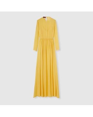 Gucci Vestido Largo De Georgette De Seda, Talla - Amarillo