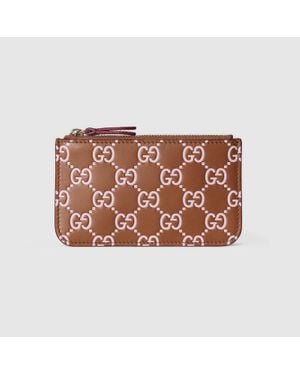 Gucci Portachiavi Gg Emblem - Marrone