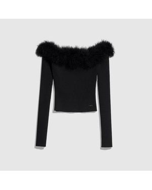 Gucci Rib Viscose Off-The-Shoulder Top, Size L, Ready-To-Wear - Black