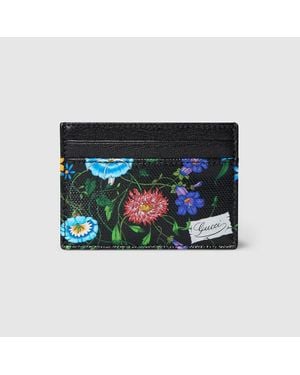 Gucci Flora-Motif Card Case, Fabric - Black