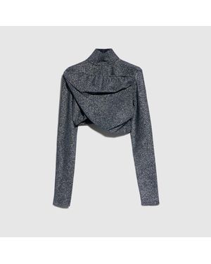 Gucci Stretch Viscose Lamé Cropped Top - Grey