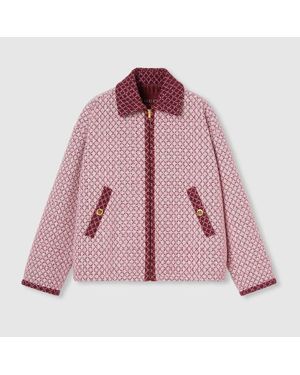 Gucci Jacke Aus Baumwollbouclé Mit Rauten Und Reißverschluss, Größe - Pink