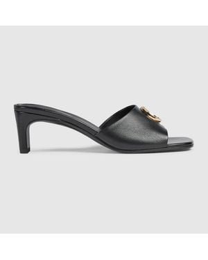 Gucci Slide Sandal With Double G - Black